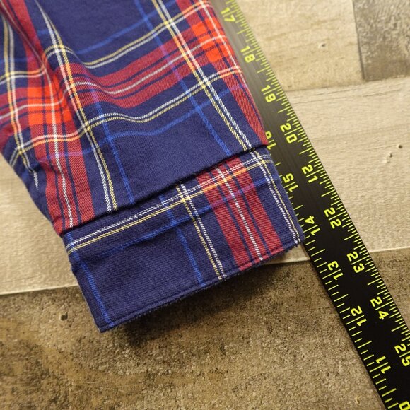 LL Bean Fleece-Lined Flannel Hoodie Plaid women's medium petite red navy - Picture 5 of 10
